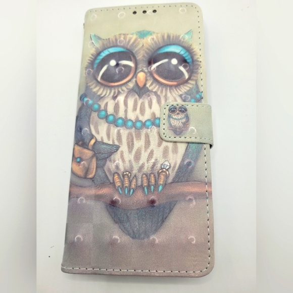 Owl Design Phone Case With Wallet - Cream and Blue Moto G - Picture 1 of 4